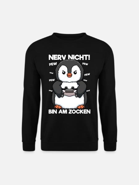 Nerv nicht bin am Zocken Gaming Pinguin - Unisex Pullover - Schwarz