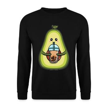 Avocado drinks bubble tea - Unisex Sweatshirt - black - Front - Alina (178cm) & Michal (187cm)