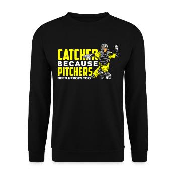 Baseballspieler - Unisex Pullover - Schwarz - Vorne - Alina (178cm) & Michal (187cm)