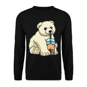 Polar bear drinks bubble tea - Unisex Sweatshirt - black - Front - Alina (178cm) & Michal (187cm)