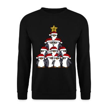 Arbre de Noël Pingouin - Sweat-shirt Unisexe - noir - Devant - Alina (178cm) & Michal (187cm)