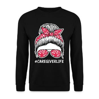 Caregiver Life - Unisex Sweatshirt - black - Front - Alina (178cm) & Michal (187cm)
