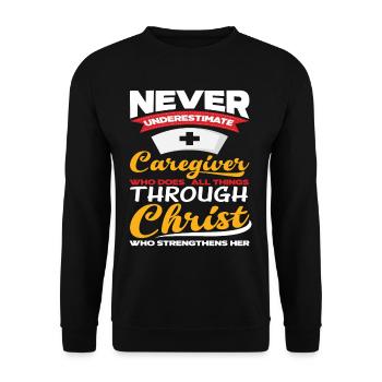 Christian Caregiver Jesus - Unisex Sweatshirt - black - Front - Alina (178cm) & Michal (187cm)