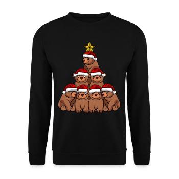 Arbre de Noël de l’ours - Sweat-shirt Unisexe - noir - Devant - Alina (178cm) & Michal (187cm)