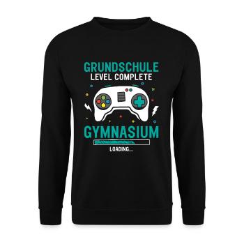 Grundschule Level Complete Gymnasium Loading - Unisex Pullover - Schwarz - Vorne - Alina (178cm) & Michal (187cm)