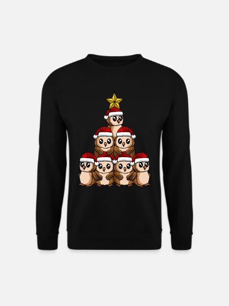 Owl Christmas Tree - Unisex Sweatshirt - black