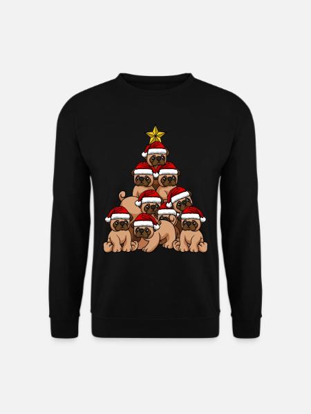 Dog Pug Christmas Tree - Unisex Sweatshirt - black