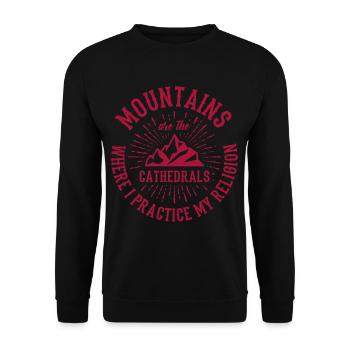 Mountaineering Sayings Mountains Are The Cathedrals - Unisex Sweatshirt - black - Front - Alina (178cm) & Michal (187cm)