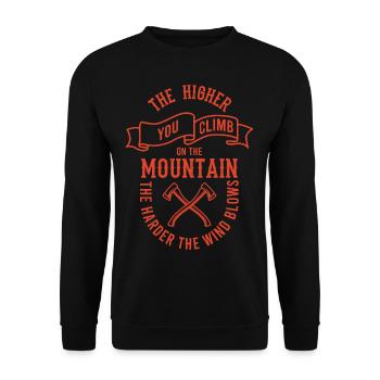 Bergsteiger Sprüche The Higher You Climb On The - Unisex Pullover - Schwarz - Vorne - Alina (178cm) & Michal (187cm)