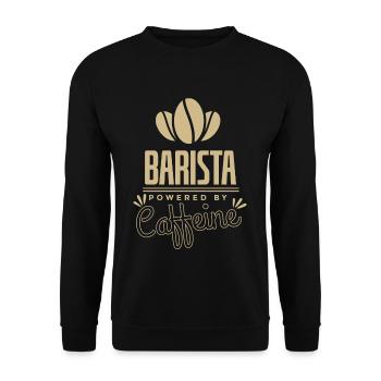 Barista Powered By Caffeine - Unisex Sweatshirt - black - Front - Alina (178cm) & Michal (187cm)