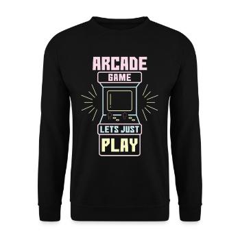 Arcade Game Lets Just Play Retro Video Games - Unisex Sweatshirt - black - Front - Alina (178cm) & Michal (187cm)