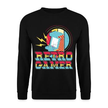 Retro Gamer Retro Video Games Arcade - Unisex Sweatshirt - black - Front - Alina (178cm) & Michal (187cm)