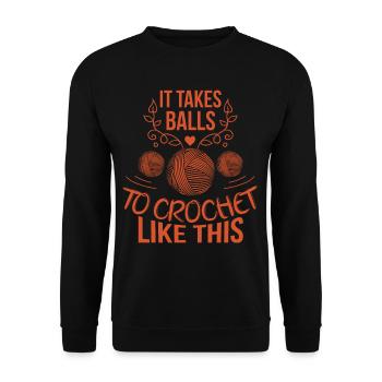 It Takes Balls To Crochet Like This Wool Pun - Unisex Sweatshirt - black - Front - Alina (178cm) & Michal (187cm)