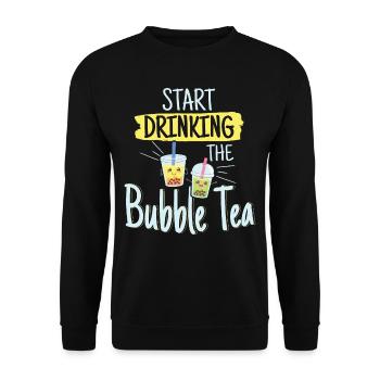 Start Drinking The Bubble Tea - Unisex Sweatshirt - black - Front - Alina (178cm) & Michal (187cm)