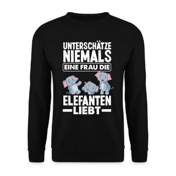 Elefant Frau Liebe - Unisex Pullover - Schwarz - Vorne - Alina (178cm) & Michal (187cm)