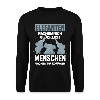 Elefant Tiere Liebe Geschenk - Unisex Pullover - Schwarz - Vorne - Alina (178cm) & Michal (187cm)