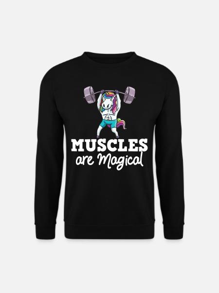 Einhorn Muskel Workout Fitness Training Sport - Unisex Pullover - Schwarz