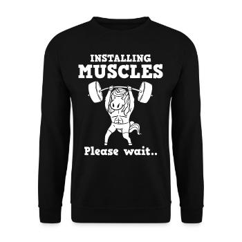 Einhorn Muskel Workout Fitness Training Sport - Unisex Pullover - Schwarz - Vorne - Alina (178cm) & Michal (187cm)