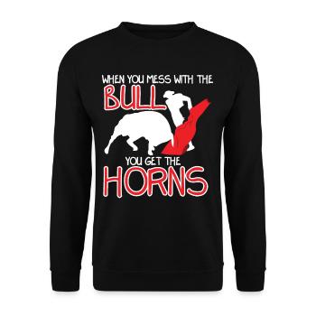 When You Mess With The Bull You Get Horns - Unisex Sweatshirt - black - Front - Alina (178cm) & Michal (187cm)
