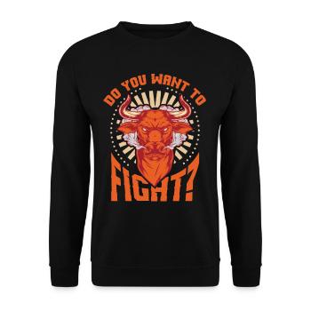 Do You Want To Fight Angry Bull - Unisex Sweatshirt - black - Front - Alina (178cm) & Michal (187cm)