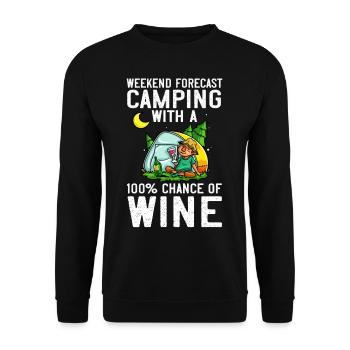 Camping Wine Drinker Beginner Camper Hiking - Unisex Sweatshirt - black - Front - Alina (178cm) & Michal (187cm)