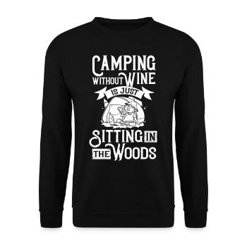 Camping Wine Drinker Beginner Camper Hiking - Unisex Sweatshirt - black - Front - Alina (178cm) & Michal (187cm)