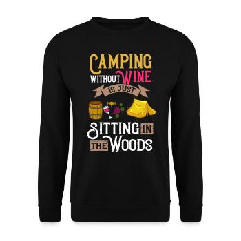 Camping Wine Drinker Beginner Camper Hiking - Unisex Sweatshirt - black - Front - Alina (178cm) & Michal (187cm)