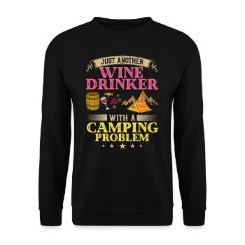 Camping Wine Drinker Beginner Camper Hiking - Unisex Sweatshirt - black - Front - Alina (178cm) & Michal (187cm)