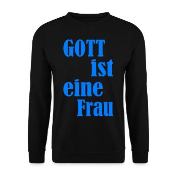 Weltfrauentag Gott Ist Eine Frau - Unisex Pullover - Schwarz - Vorne - Alina (178cm) & Michal (187cm)