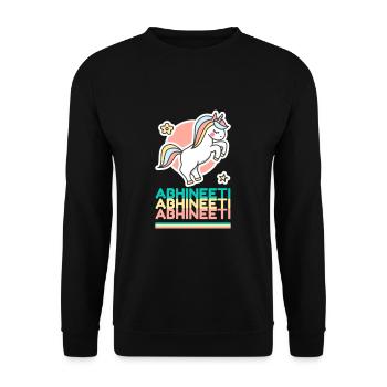 Abhineeti First Name Name Gift Sweet Unicorn - Unisex Sweatshirt - black - Front - Alina (178cm) & Michal (187cm)