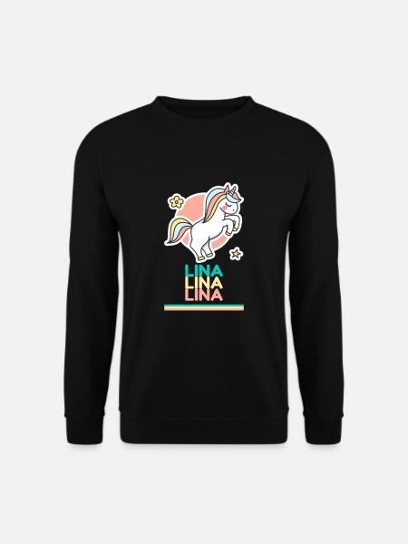 Lina Prénom Cadeau Douce Licorne - Sweat-shirt Unisexe - noir