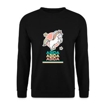 Abida First Name Name Gift Sweet Unicorn - Unisex Sweatshirt - black - Front - Alina (178cm) & Michal (187cm)
