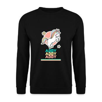 Abby First Name Gift Sweet Unicorn - Unisex Sweatshirt - black - Front - Alina (178cm) & Michal (187cm)