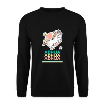 Adhija Prénom Cadeau Douce Licorne - Sweat-shirt Unisexe - noir - Devant - Alina (178cm) & Michal (187cm)