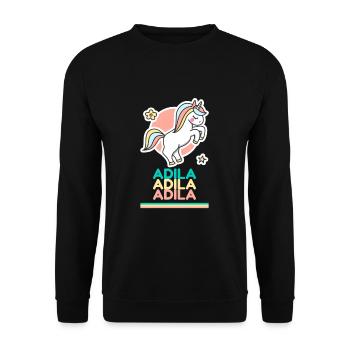 Adila Prénom Cadeau Douce Licorne - Sweat-shirt Unisexe - noir - Devant - Alina (178cm) & Michal (187cm)