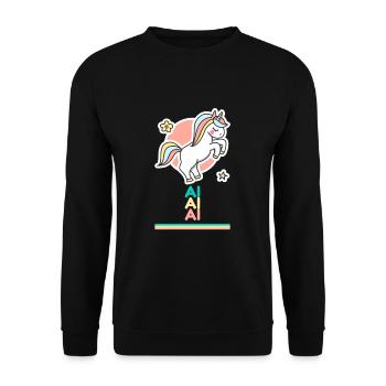 Ai Vorname Namensgeschenk Süßes Einhorn - Unisex Pullover - Schwarz - Vorne - Alina (178cm) & Michal (187cm)
