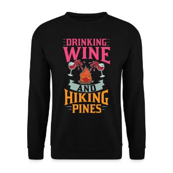 Camping Wine Drinker Beginner Camper Hiking - Unisex Sweatshirt - black - Front - Alina (178cm) & Michal (187cm)