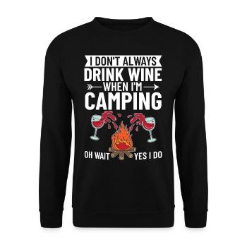 Camping Wine Drinker Beginner Camper Hiking - Unisex Sweatshirt - black - Front - Alina (178cm) & Michal (187cm)