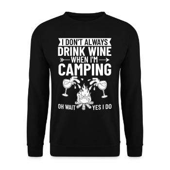 Camping Wine Drinker Beginner Camper Hiking - Unisex Sweatshirt - black - Front - Alina (178cm) & Michal (187cm)