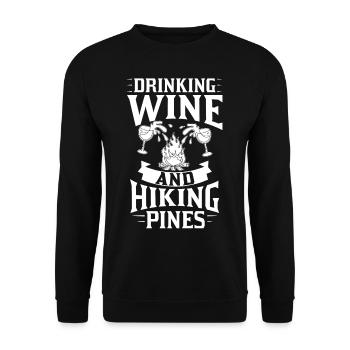 Camping Wine Drinker Beginner Camper Hiking - Unisex Sweatshirt - black - Front - Alina (178cm) & Michal (187cm)
