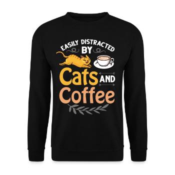 Cafetière Chat Machine Chaton Tasse Grains - Sweat-shirt Unisexe - noir - Devant - Alina (178cm) & Michal (187cm)