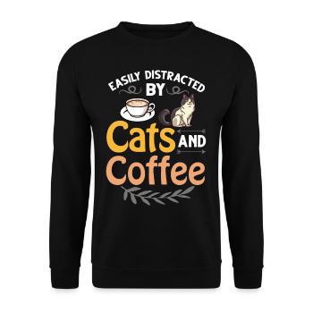 Cafetière Chat Machine Chaton Tasse Grains - Sweat-shirt Unisexe - noir - Devant - Alina (178cm) & Michal (187cm)
