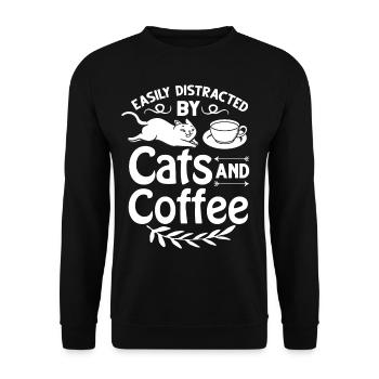 Cafetière Chat Machine Chaton Tasse Grains - Sweat-shirt Unisexe - noir - Devant - Alina (178cm) & Michal (187cm)