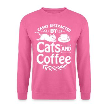 Cafetière Chat Machine Chaton Tasse Grains - Sweat-shirt Unisexe - rose - Devant