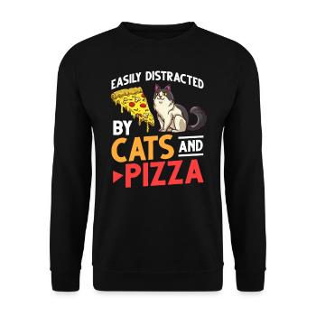Pizza Katze Essen Pizzeria Italienisch Kätzchen - Unisex Pullover - Schwarz - Vorne - Alina (178cm) & Michal (187cm)