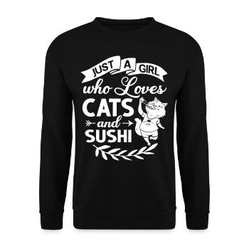 Cat Sushi Japonais Nigiri Bowl Maker - Sweat-shirt Unisexe - noir - Devant - Alina (178cm) & Michal (187cm)