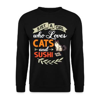 Cat Sushi Japonais Nigiri Bowl Maker - Sweat-shirt Unisexe - noir - Devant - Alina (178cm) & Michal (187cm)