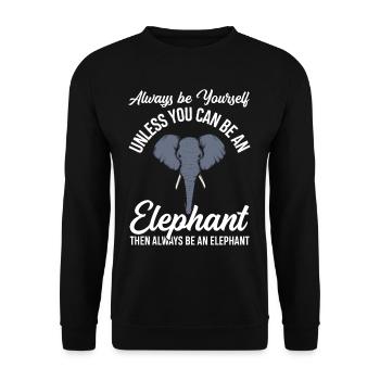 Elefant Spruch - Unisex Pullover - Schwarz - Vorne - Alina (178cm) & Michal (187cm)