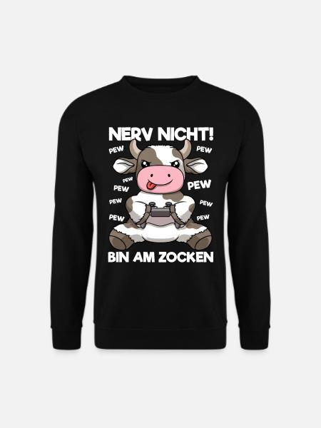 Nerv nicht bin am Zocken Gaming Kuh - Unisex Pullover - Schwarz