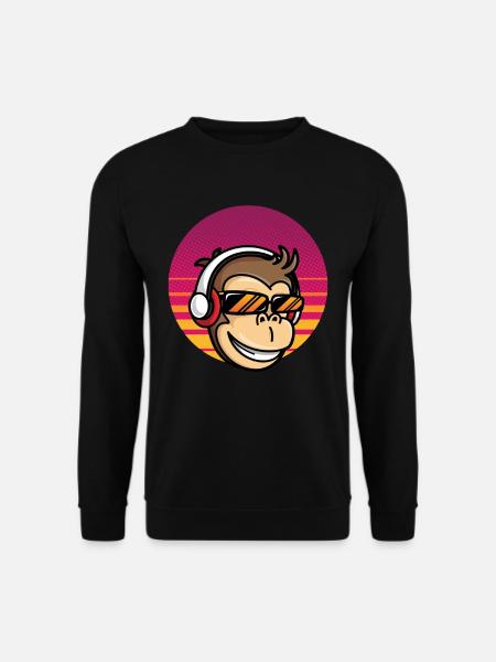 Monkey DJ Affe mit Kopfhörer - Unisex Pullover - Schwarz